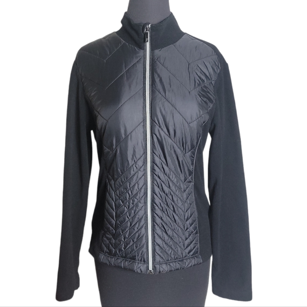 Tommy Bahama black quilted front golf jacket zip front lightweight women's M